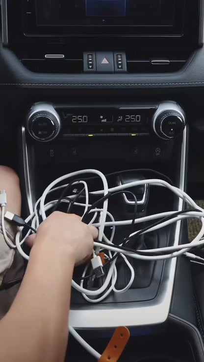Retractable Car Charger 4 in 1 Fast 120W Retractable 7m Cables and 4 Electronic Ports Car Charger Compatible with iOS and Android Mobile Phones for All